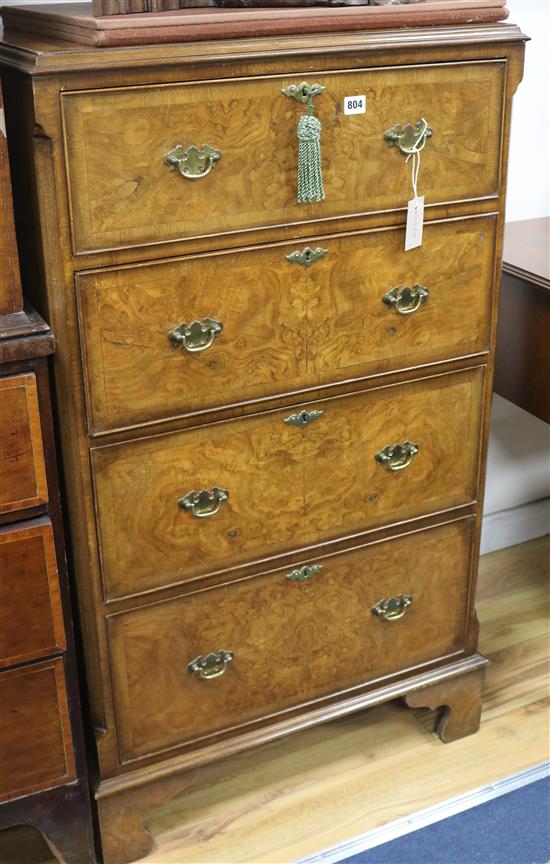 A walnut pillar chest, W.72cm, H.121cm